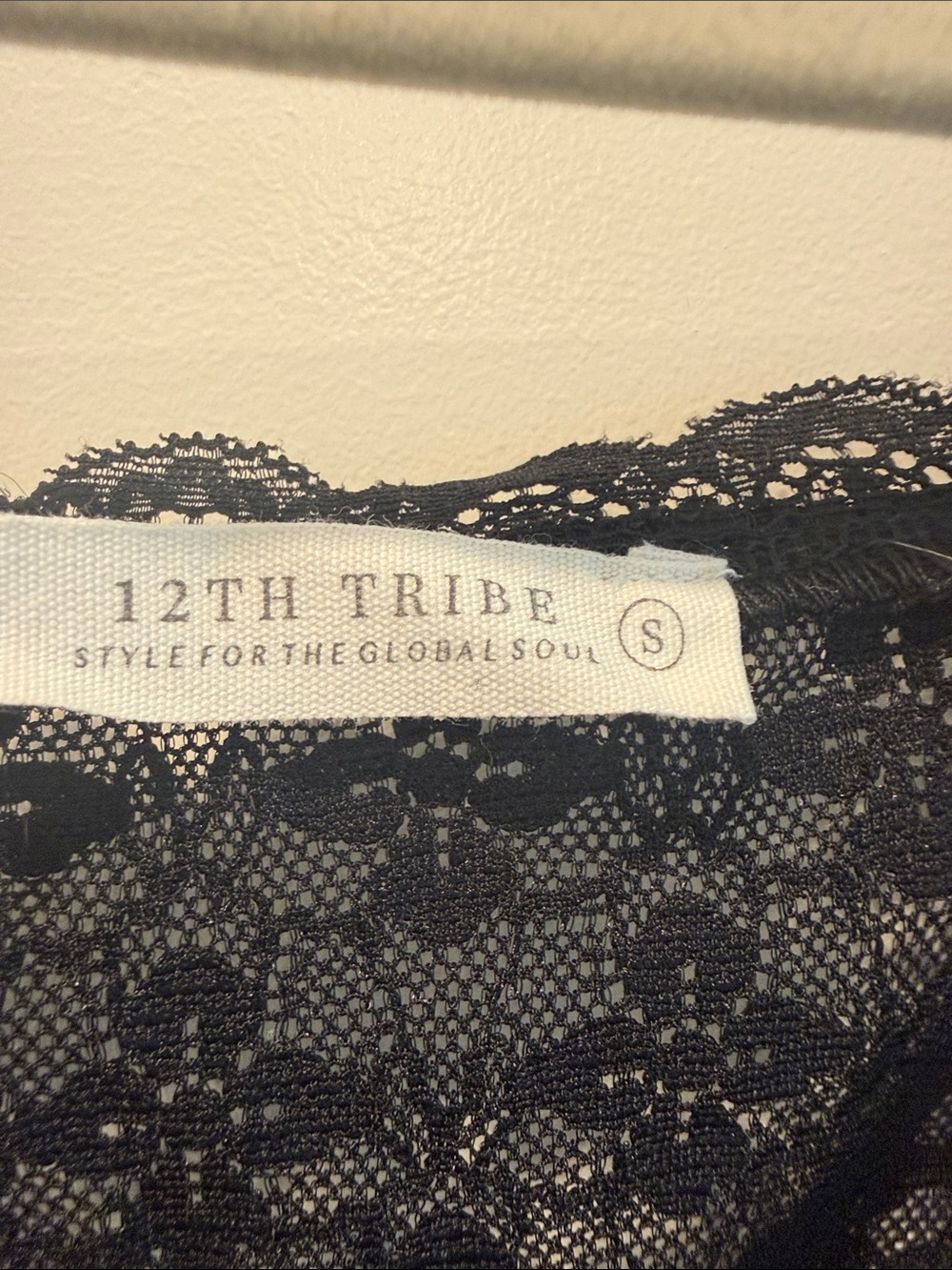 12th Tribe Black Lace Sheer Bodysuit with Scalloped Trim - Picture 2 of 6